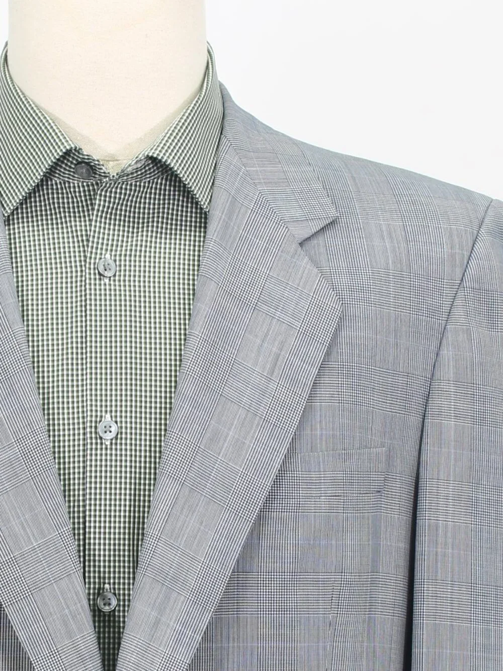 Bespoke 44R 38x30 Gray Full Suit 2-Button Check R969